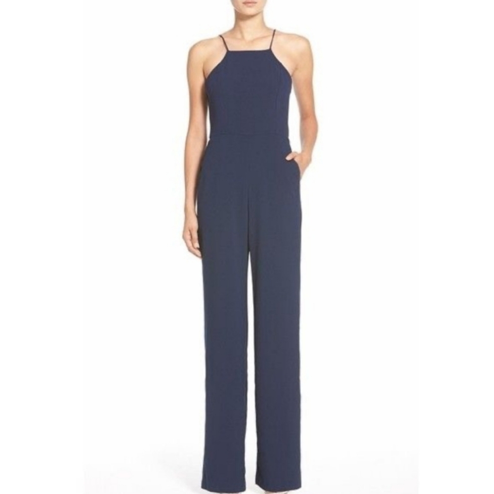 Navy blue high neck jumpsuit